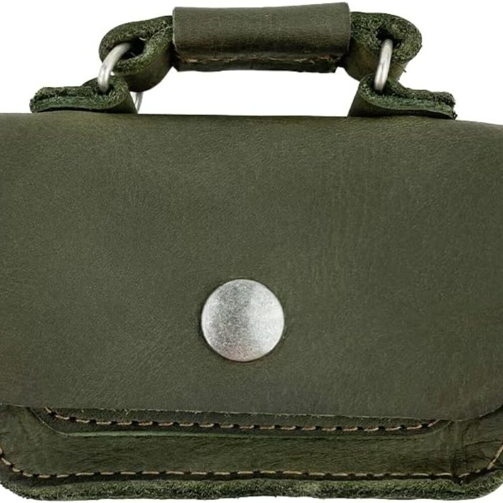 Leather Mini Briefcase Card Holder, Holds Up to 10 Cards Plus Folded Bills, Case